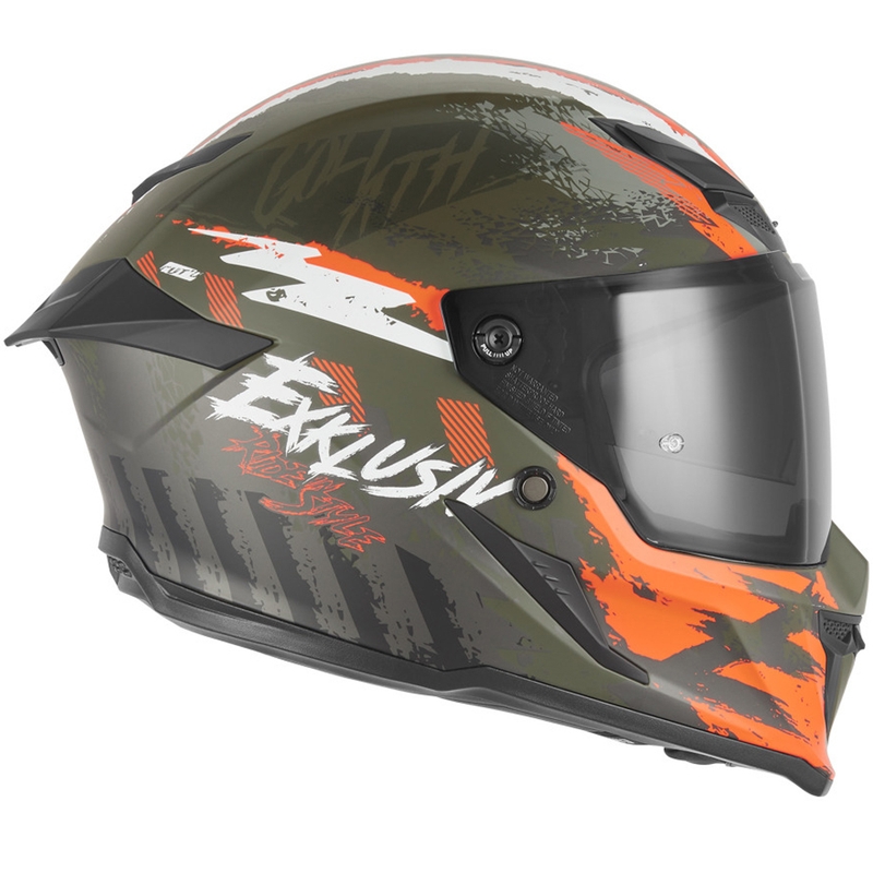 Integrální helma na motorku NOX Exklusiv Goliath Cut´D matná khaki-oranžová