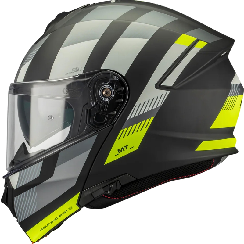 Výklopná helma na motorku MT Genesis SV Stroke B13 matná černo-šedo-fluo žlutá