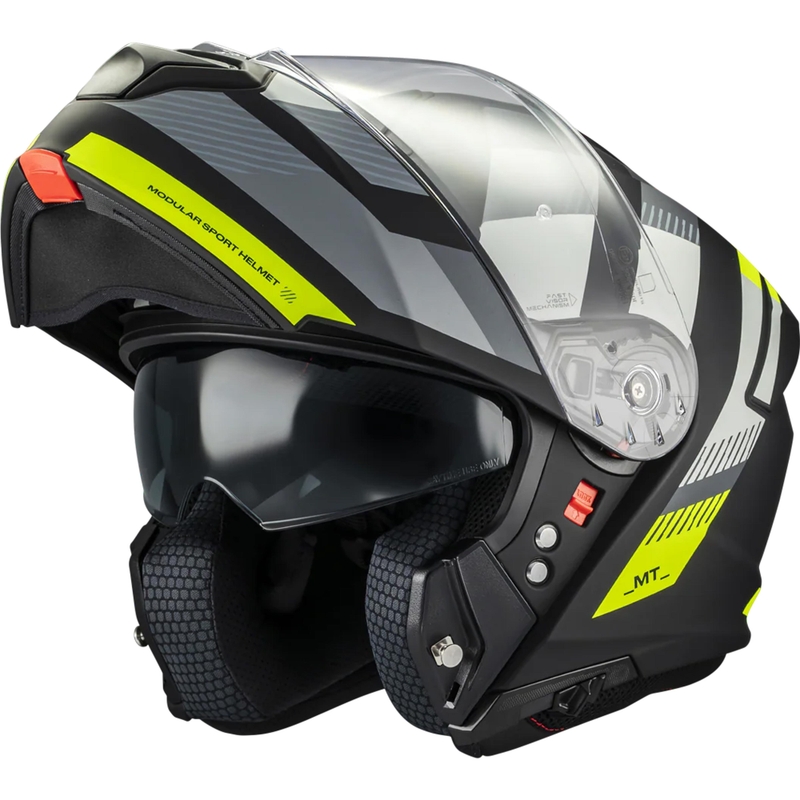 Výklopná helma na motorku MT Genesis SV Stroke B13 matná černo-šedo-fluo žlutá