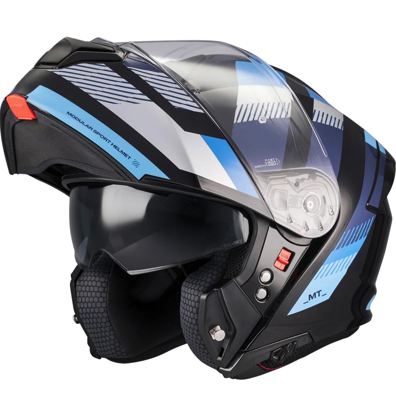 Výklopná helma na motorku MT Genesis SV Stroke B7 černo-modrá