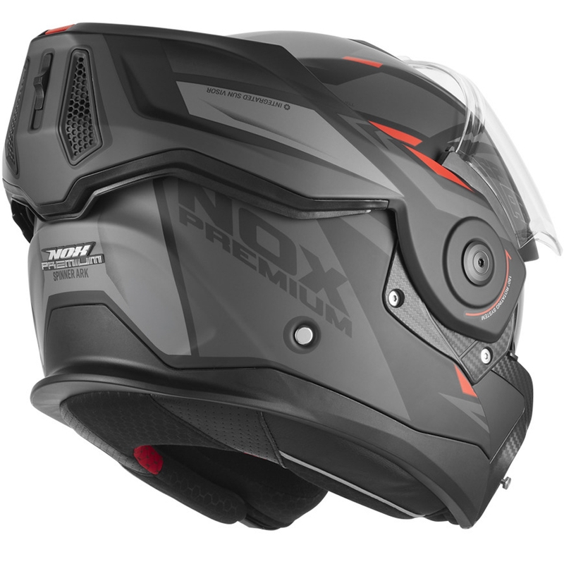 Výklopná helma na motorku NOX PREMIUM Spinner Ark matná černo-červená