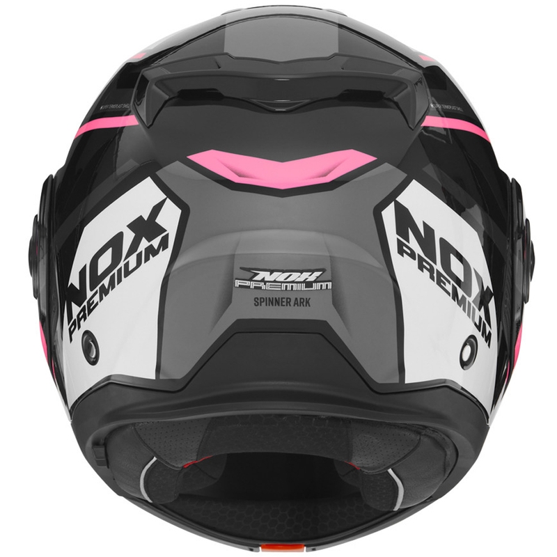 Výklopná helma na motorku NOX PREMIUM Spinner černo-bílo-růžová