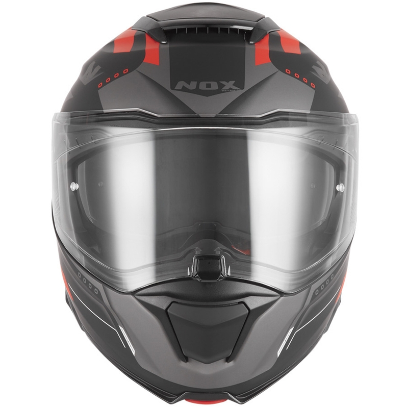 Výklopná helma na motorku NOX N967 Conquer matná černo-červená