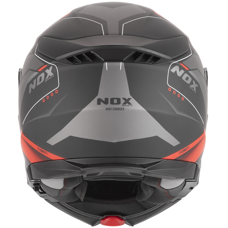 Výklopná helma na motorku NOX N967 Conquer matná černo-červená