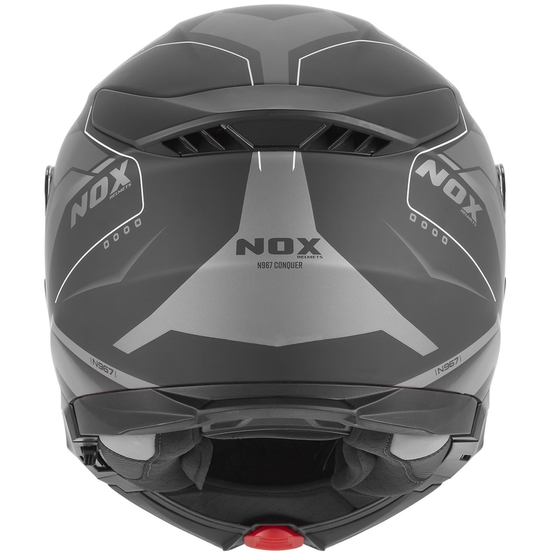 Výklopná helma na motorku NOX N967 Conquer matná černo-stříbrná