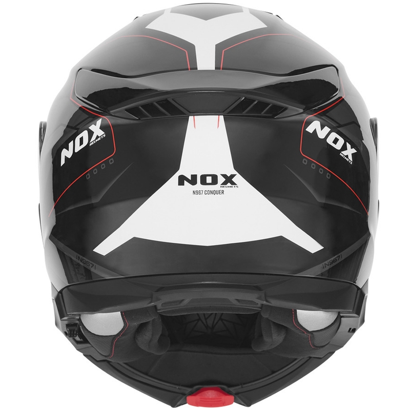 Výklopná helma na motorku NOX N967 Conquer matná černo-bílo-červená