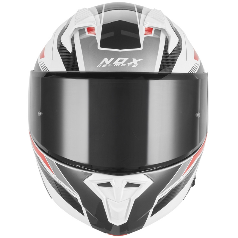 Výklopná helma na motorku NOX N968 Shift bílo-červená