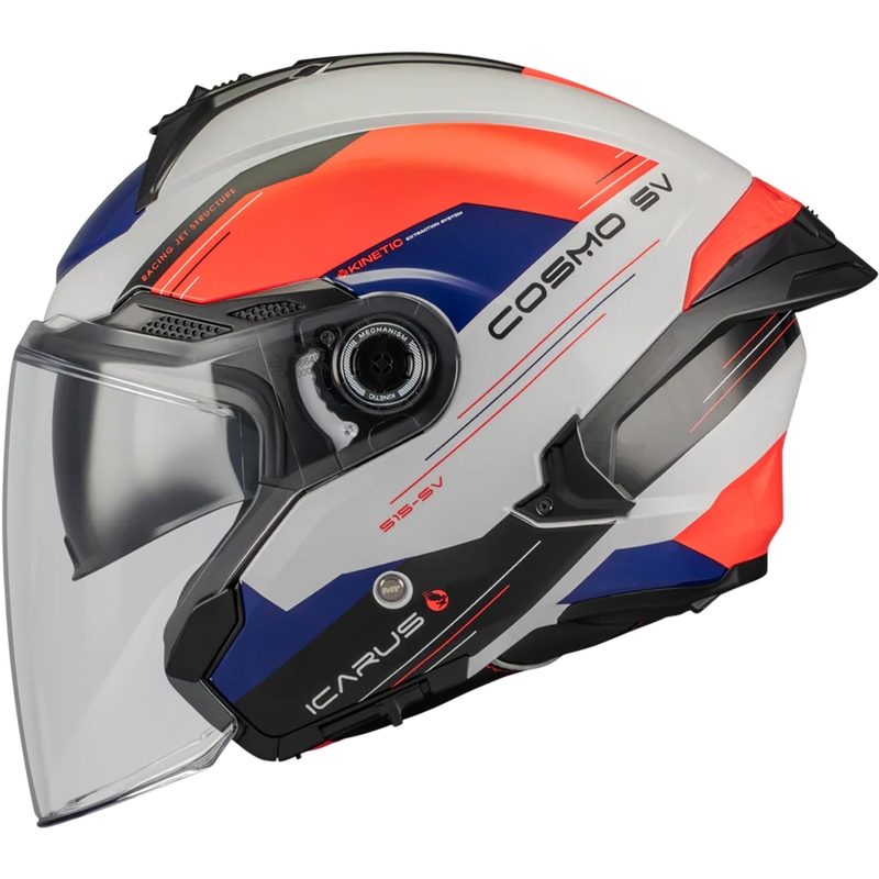 Otevřená helma na motorku MT Cosmo SV Icarus A5 modro-bílo-červená
