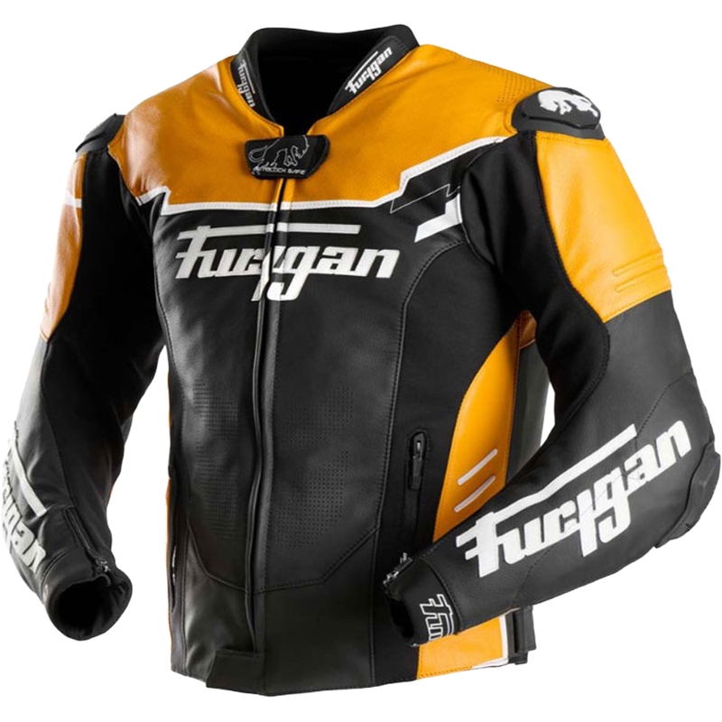 Kožená bunda na motorku Furygan Signature 55 černo-žlutá