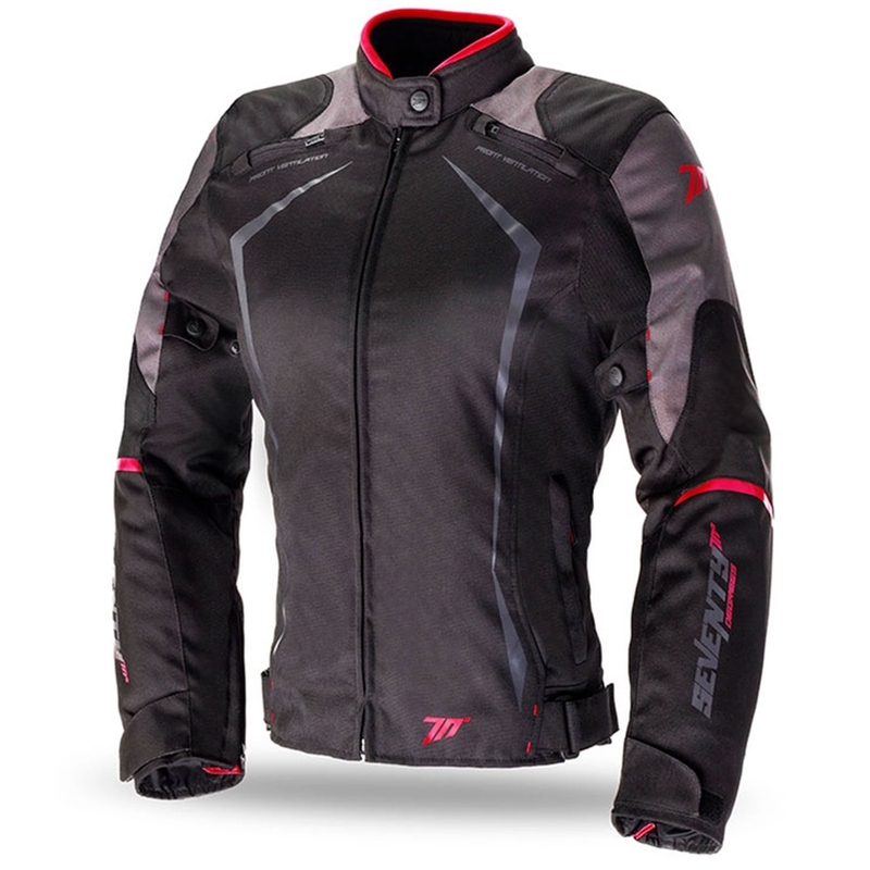Dámská bunda na motorku SEVENTY DEGREES SD-JR49 černo-červená