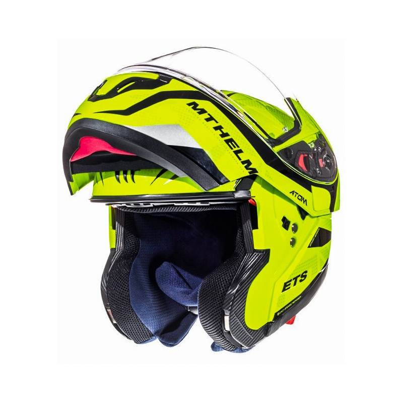 Vyklápěcí přilba na motorku MT Atom Divergence fluo žlutá  - II. jakost