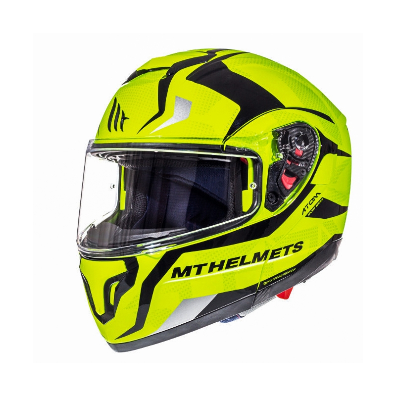 Vyklápěcí přilba na motorku MT Atom Divergence fluo žlutá  - II. jakost