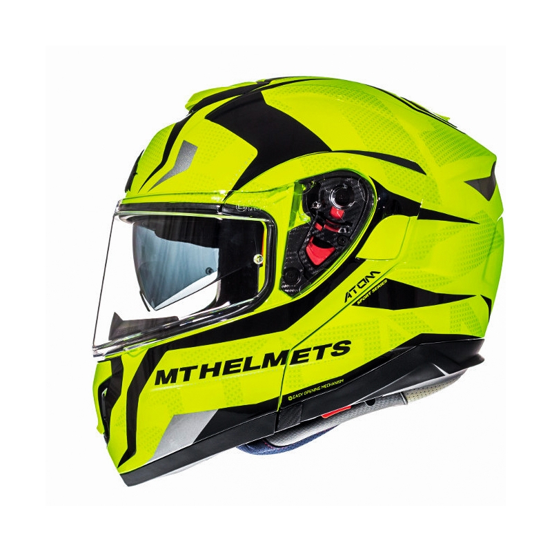 Vyklápěcí přilba na motorku MT Atom Divergence fluo žlutá  - II. jakost