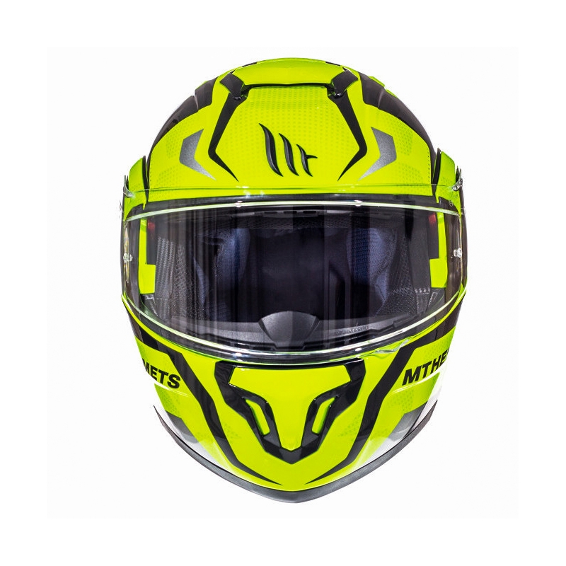 Vyklápěcí přilba na motorku MT Atom Divergence fluo žlutá  - II. jakost