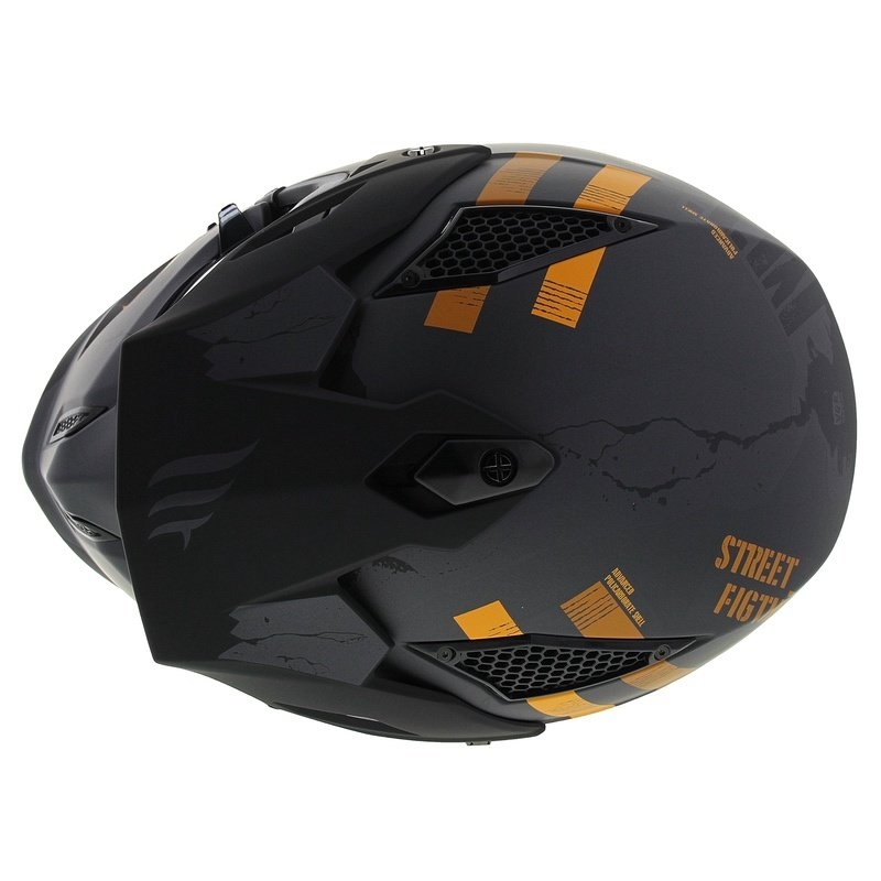 Otevřená přilba s maskou MT Streetfighter SV S Skull A12 šedo-oranžová s iridiovou clonou - II. jakost