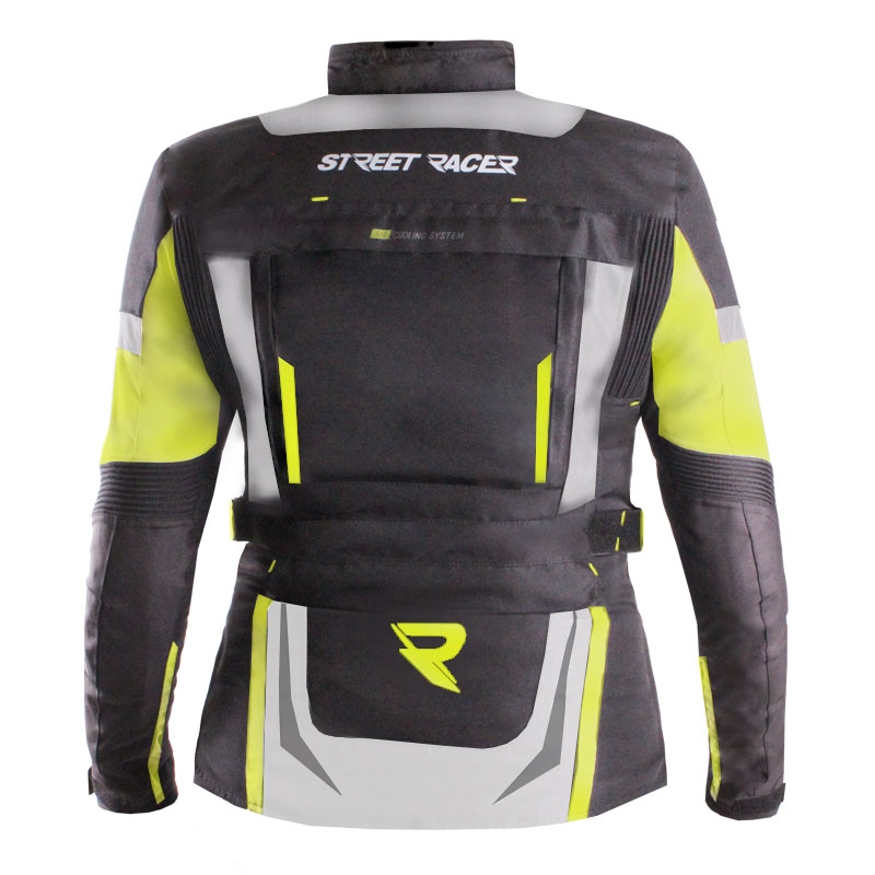 Dámská bunda na motorku Street Racer Hilax černo-šedo-fluo žlutá - II. jakost