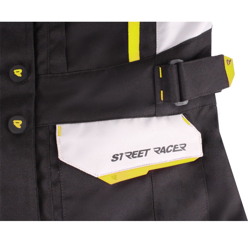 Dámská bunda na motorku Street Racer Hilax černo-šedo-fluo žlutá - II. jakost
