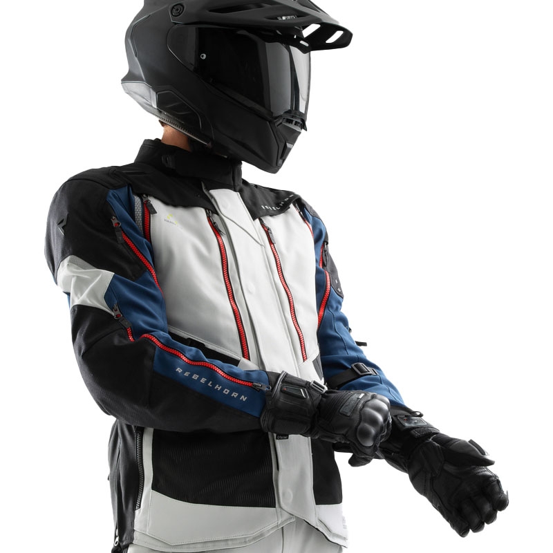 Bunda na motorku Rebelhorn Hardy 3.0 modro-šedo-červená - II. jakost