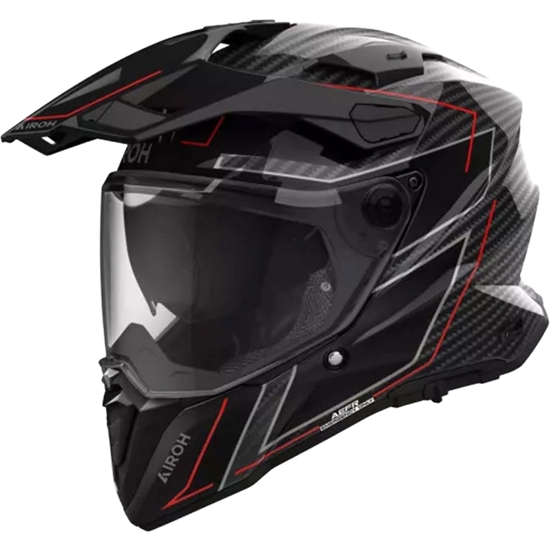 Enduro helma na motorku Airoh Commander 2 Carbon Stylish černo-červená
