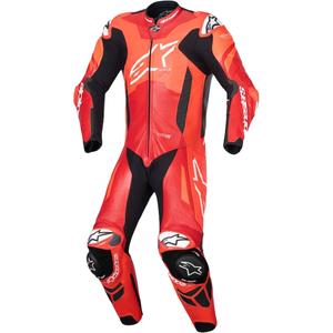 Jednodílná kožená kombinéza na motorku Alpinestars GP Plus V4 Sprint, Tech-air kompatibilní fluo červeno-červeno-bílo-černá