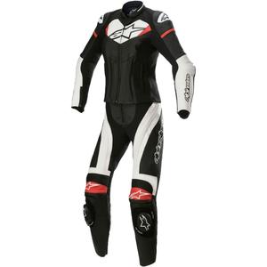 Dámská dvoudílná kožená kombinéza na motorku Alpinestars STELLA GP PLUS 2 černo-bílo-červená