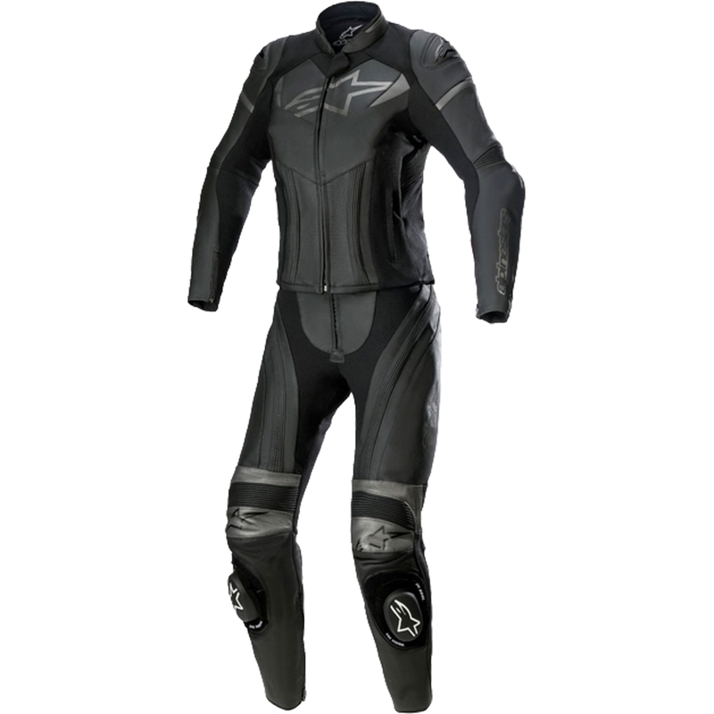 Dámská dvoudílná kožená kombinéza na motorku Alpinestars STELLA GP PLUS 2 černo-šedá metalická
