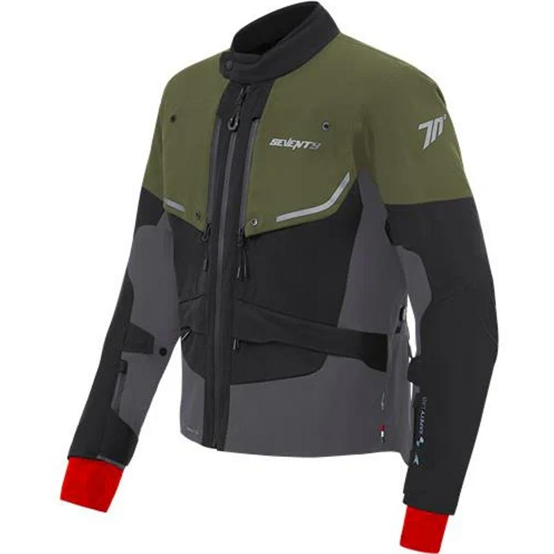 Bunda na motorku Seventy Degrees SD-JT45 Expedition zeleno-černo-šedá