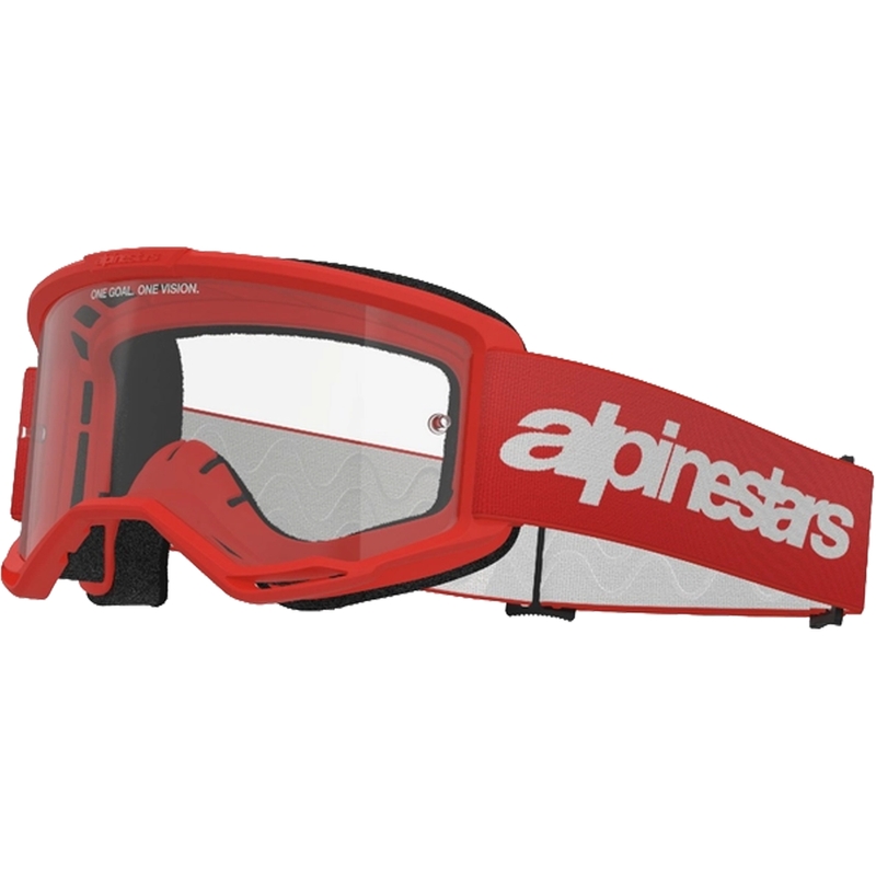 Motokrosové brýle Alpinestars Vision 3 Wordmark červené s čirým plexi