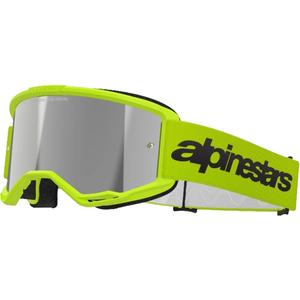 Motokrosové brýle Alpinestars Vision 3 Wordmark fluo žluté se zradlovým stříbrným plexi