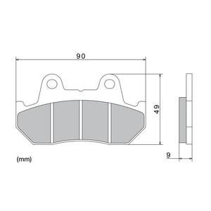 Brzdové destičky NISSIN semi-metalická směs 90x49x9 mm 2 ks