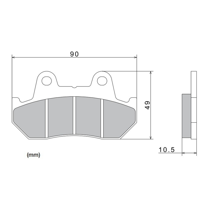Brzdové destičky NISSIN semi-metalická směs 90x49x10.5 mm 2 ks