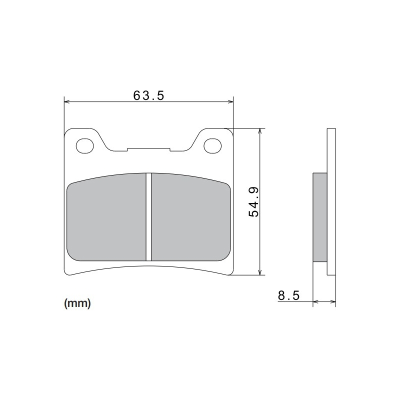 Brzdové destičky NISSIN semi-metalická směs 63.5x54.9x8.5 mm 2 ks