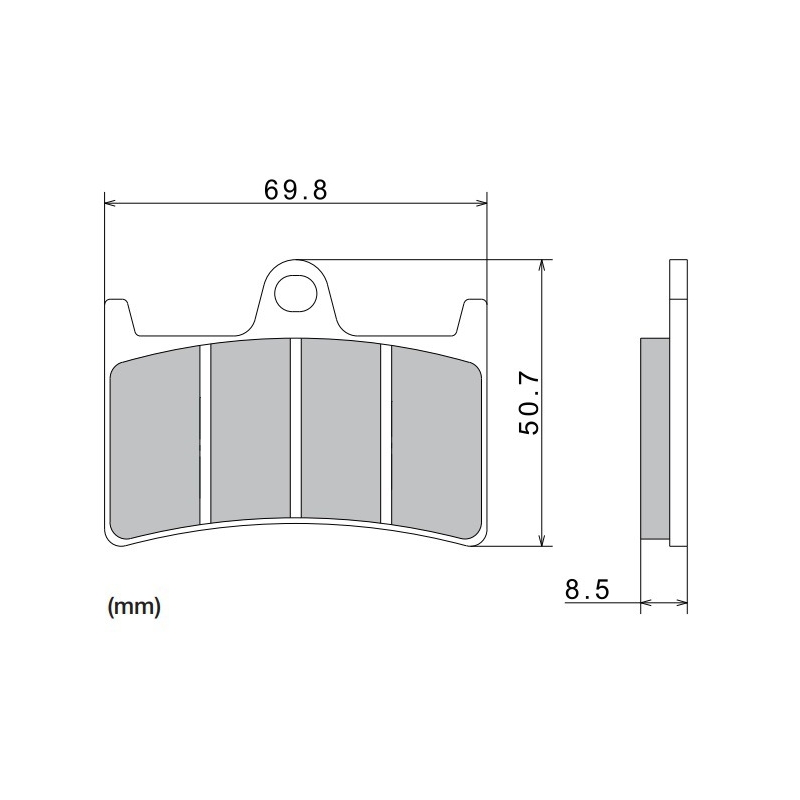 Brzdové destičky NISSIN semi-metalická směs 69.8x50.7x8.5 mm 2 ks