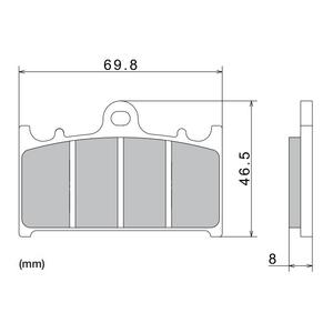 Brzdové destičky NISSIN semi-metalická směs 69.8x46.5x8 mm 2 ks