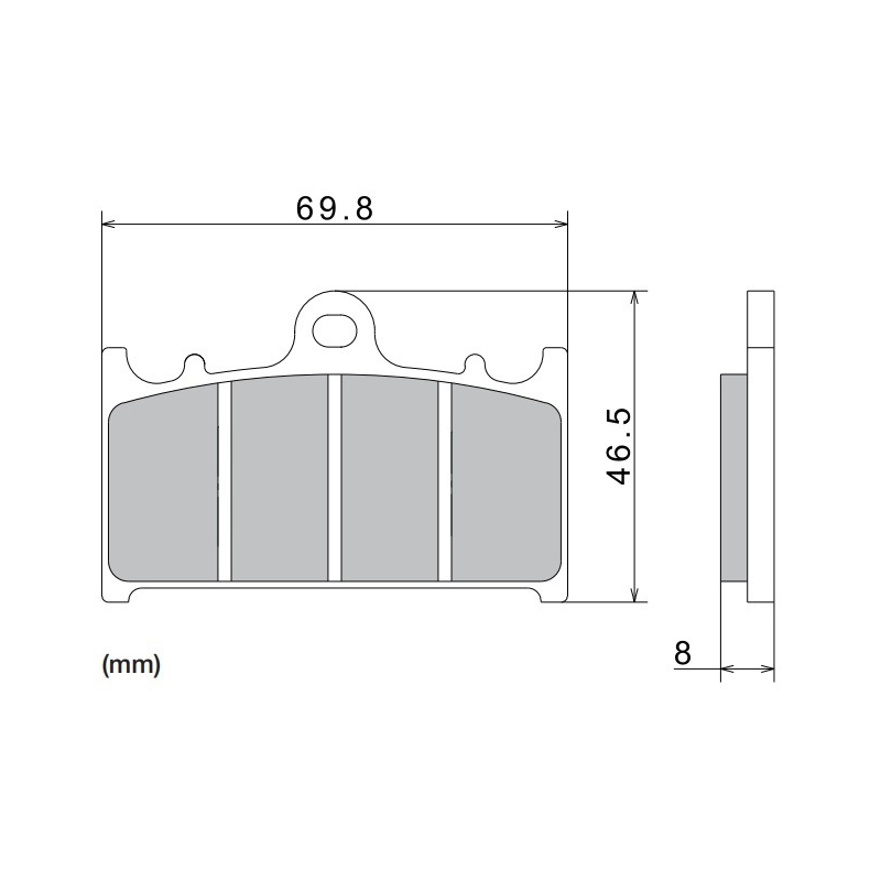 Brzdové destičky NISSIN semi-metalická směs 69.8x46.5x8 mm 2 ks