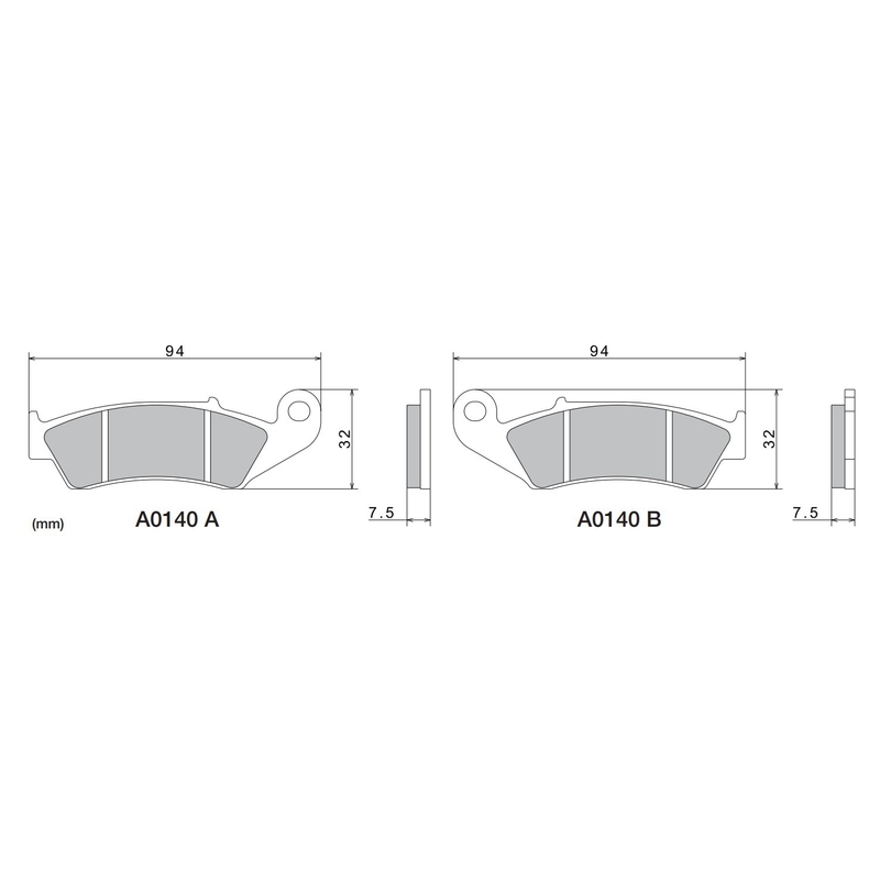 Brzdové destičky NISSIN semi-metalická směs 94x32x7.5 mm 2 ks