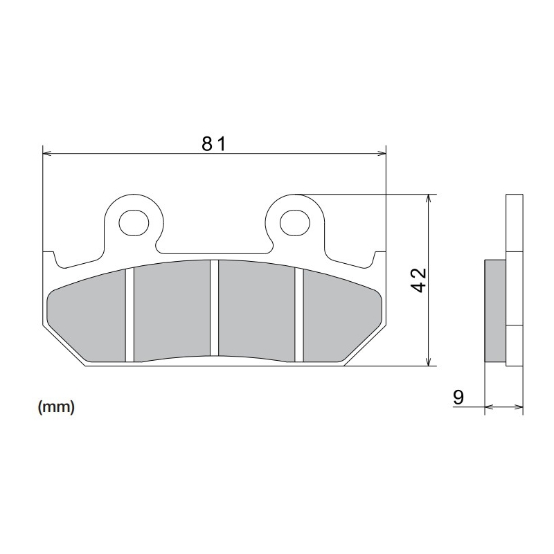 Brzdové destičky NISSIN semi-metalická směs 81x42x9 mm 2 ks