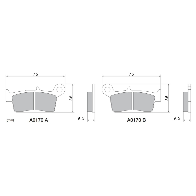 Brzdové destičky NISSIN semi-metalická směs 75x36x9.5 mm 2 ks