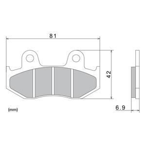 Brzdové destičky NISSIN semi-metalická směs 81x42x6.9 mm 2 ks