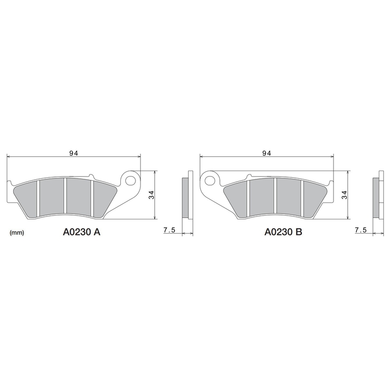 Brzdové destičky NISSIN semi-metalická směs 94x34x7.5 mm 2 ks