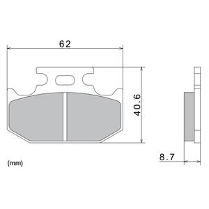 Brzdové destičky NISSIN semi-metalická směs 62x40.6x8.7 mm 2 ks