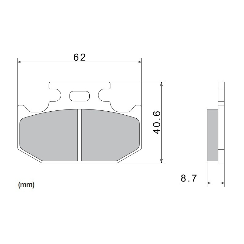 Brzdové destičky NISSIN semi-metalická směs 62x40.6x8.7 mm 2 ks