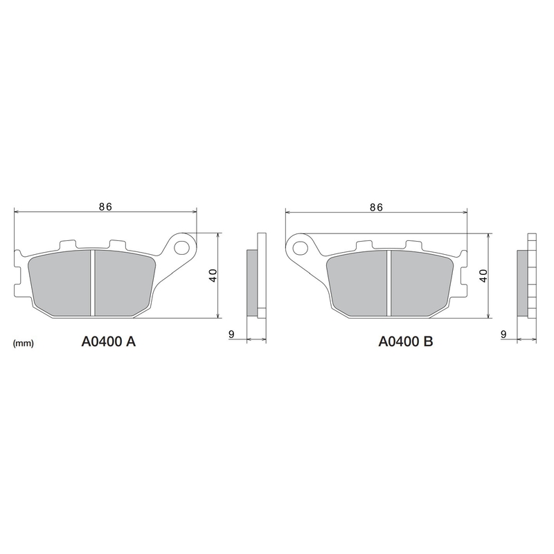 Brzdové destičky NISSIN semi-metalická směs 86x40x9 mm 2 ks