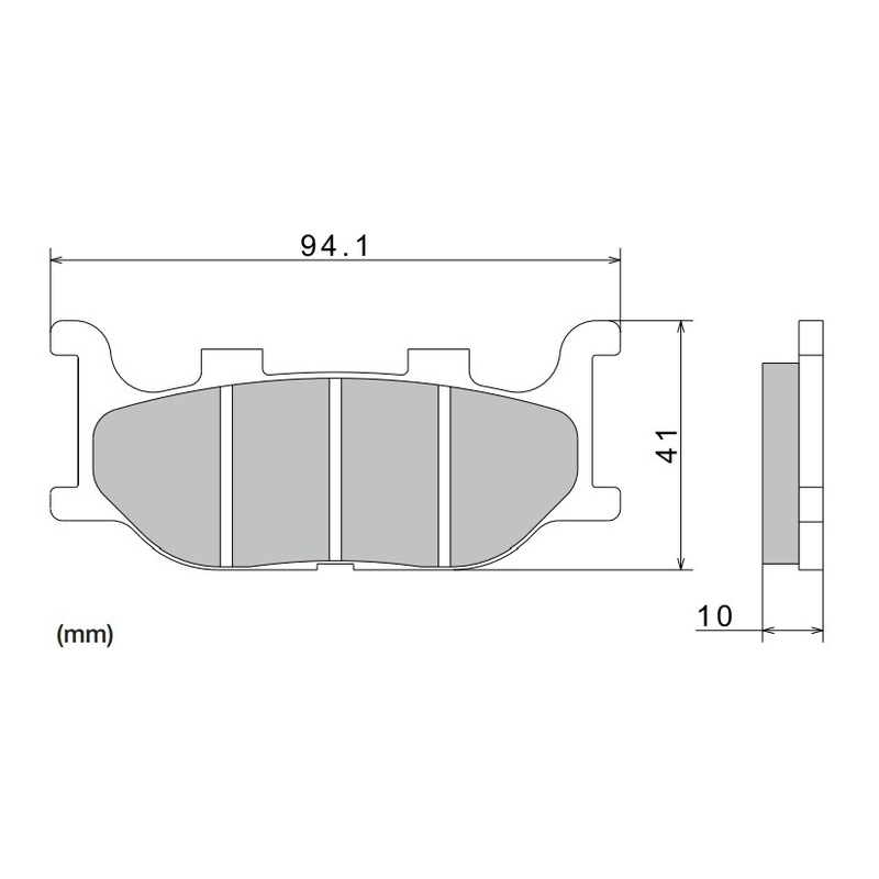 Brzdové destičky NISSIN semi-metalická směs 94.1x41x10 mm 2 ks