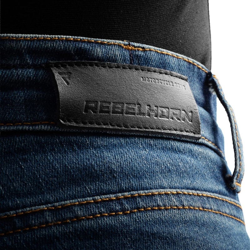 Zkrácené džíny na motorku Rebelhorn Classic Monolayer seprané modré