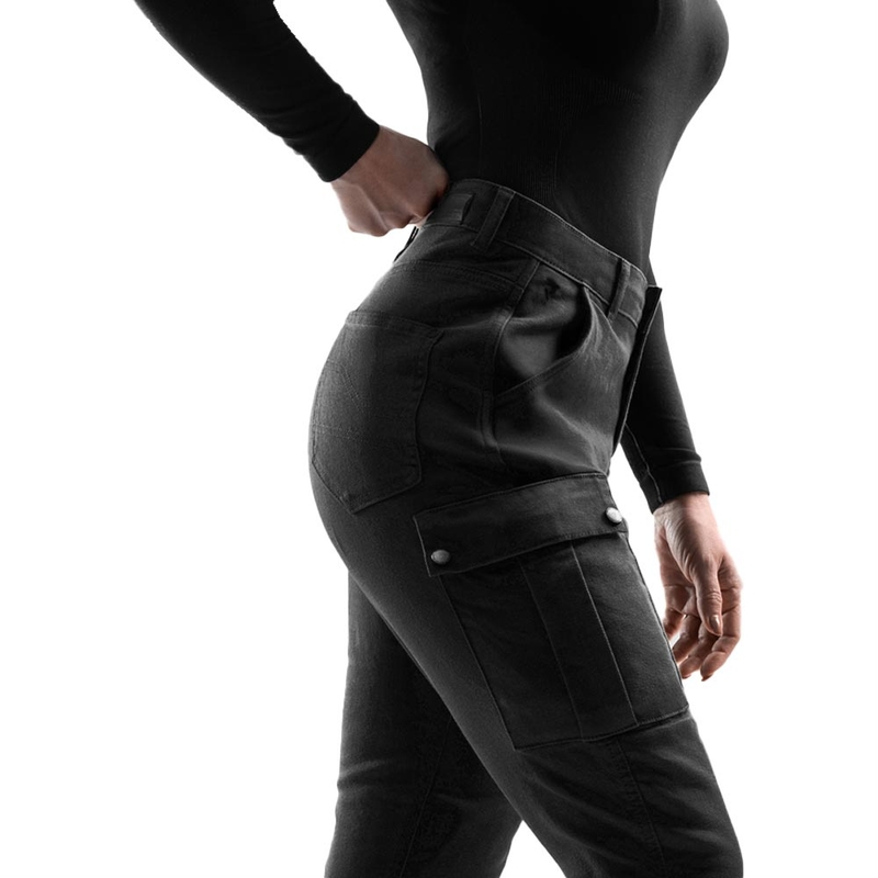 Dámské zkrácené džíny na motorku Rebelhorn Faster černé