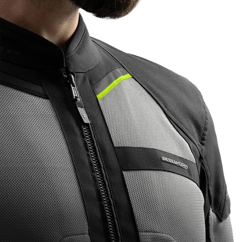 Bunda na motorku Rebelhorn Scandal 3 černo-šedo-fluo žlutá
