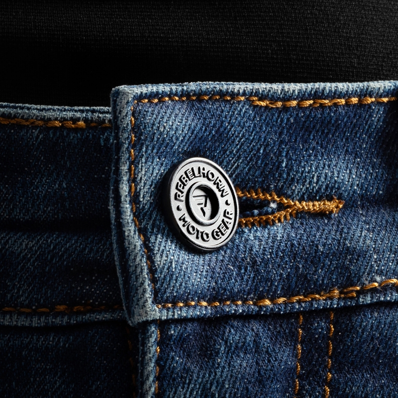 Dámské zkrácené džíny na motorku Rebelhorn Classic Monolayer seprané modré