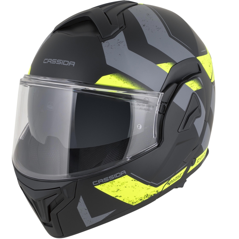 Překlápěcí helma na motorku Cassida MultiFlip Korp matná černo-fluo žluto-šedá