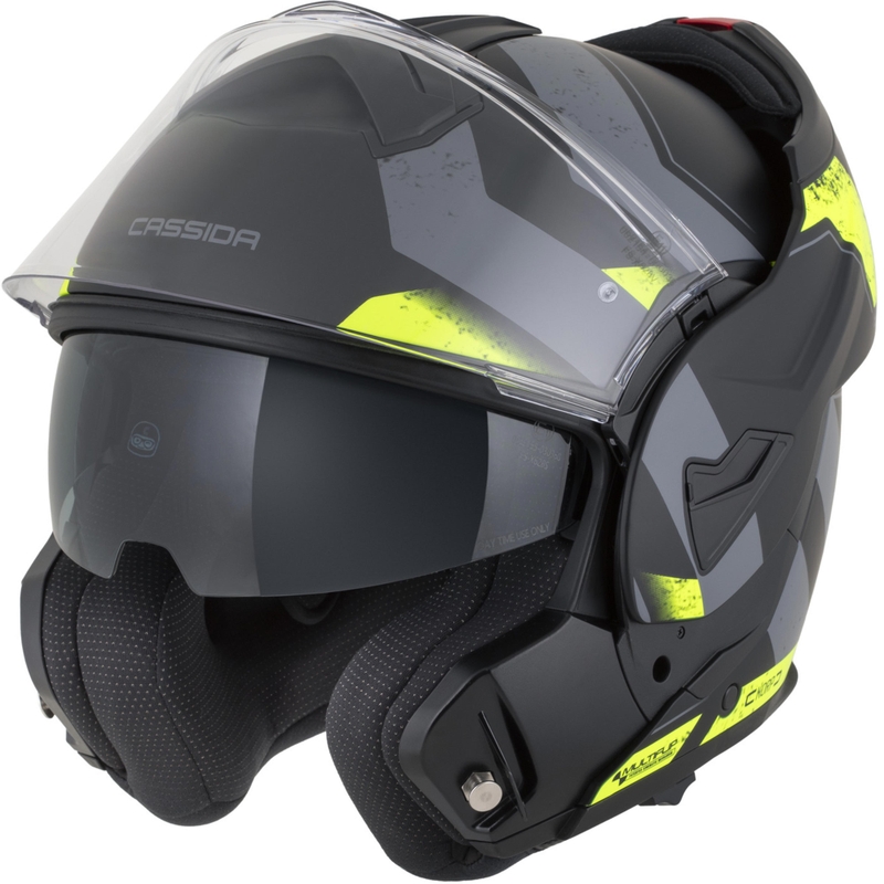 Překlápěcí helma na motorku Cassida MultiFlip Korp matná černo-fluo žluto-šedá